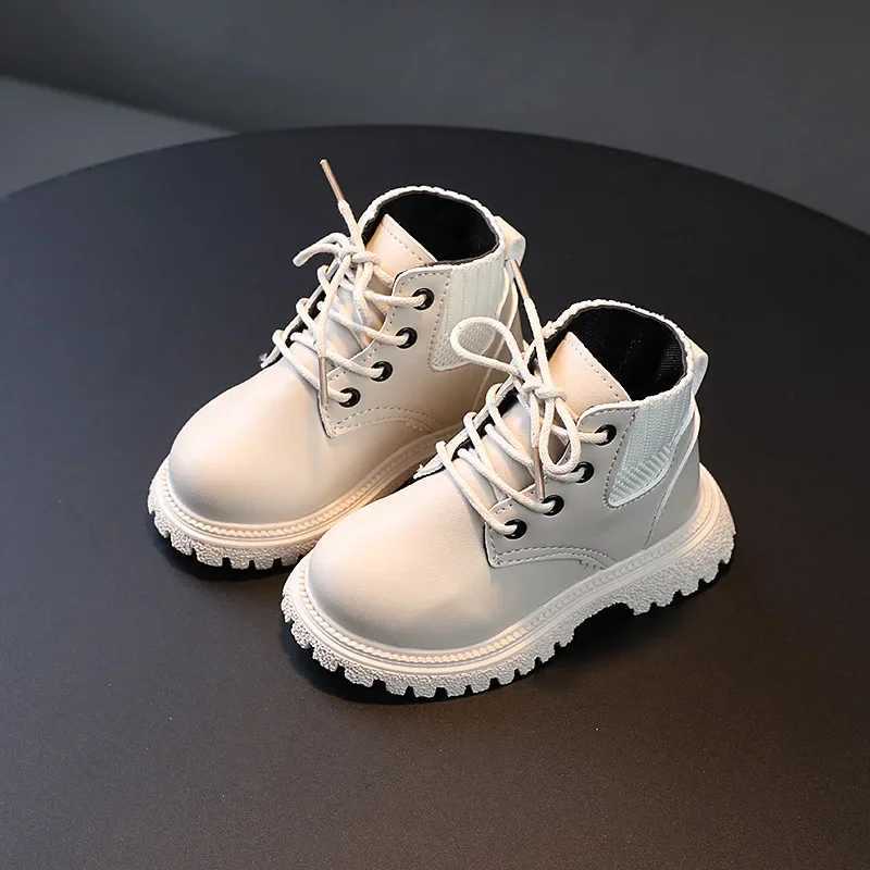 Children Short Boots Boys Fashion Tide Ankle Boots Autumn and Winter Girls Soft Sole Boots Single Boots Leather Boots Anti-skidXJ241206