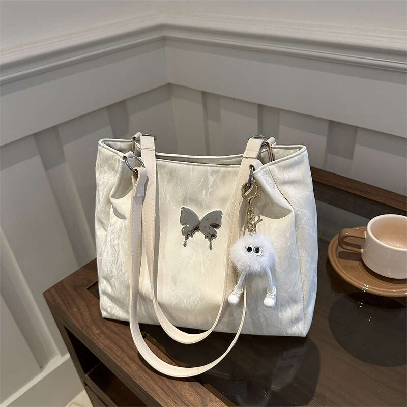 New Women's Soft Leather Large Capacity Tote With A Niche Feel, College Students' Shoulder Bag For Class, Fashionable Quality, Classic B3