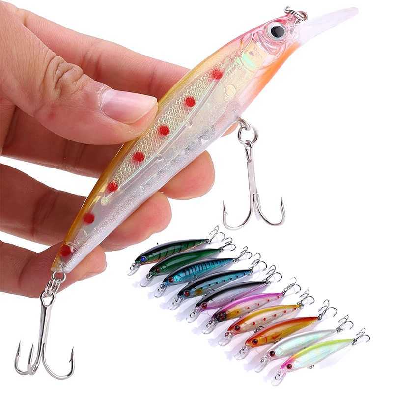 Laser Minnow Fishing Lure 11CM/13.5G Set Artificial Wobbr Topwater Bait Pesca Hard Crankbait Tack for Bass 10/5PcsXJ241128