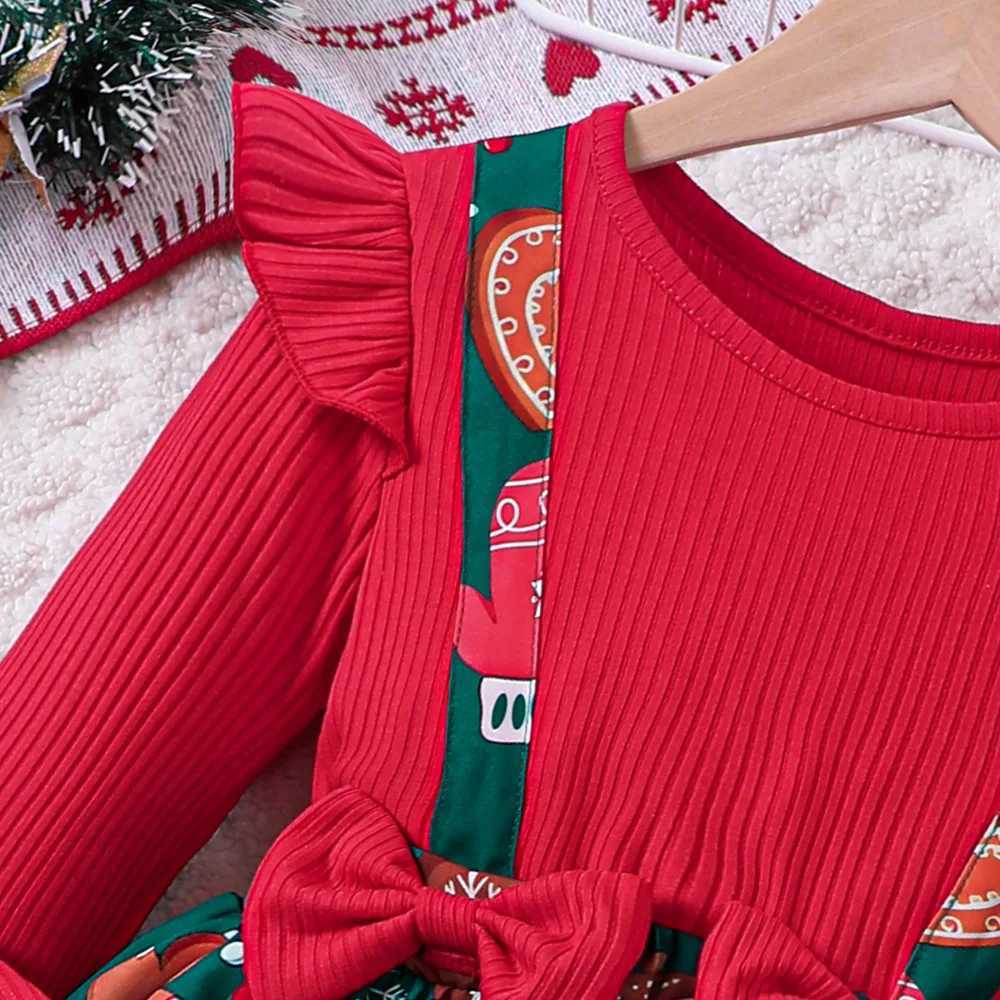 Christmas Girl Dress Baby Santa Claus Xmas Printed Belted Costume Autumn Winter Casual Outfit Clothes New Year Par ClothingXJ241206