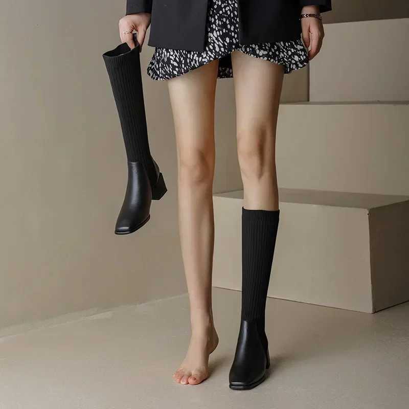 High Quality Autumn/Winter Knitted Lg Boots Warm New Knee High Socks Warm Fizz Smooth High H Elasticity T241206