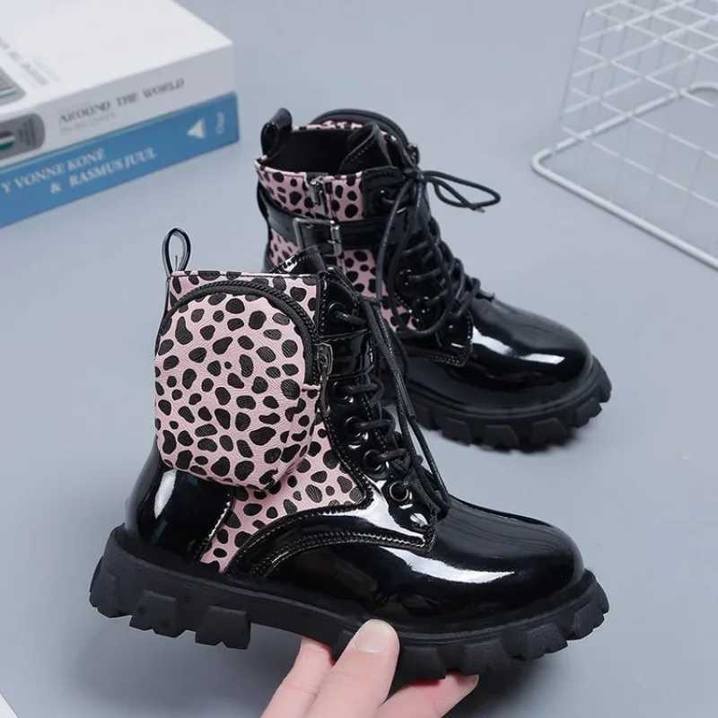2023 New Autumn Ankle Boots British Sle Princess Shoes Fashion Buckle Bag Leather Short Boots Non-slip Side Zipper Girls ShoesXJ241206