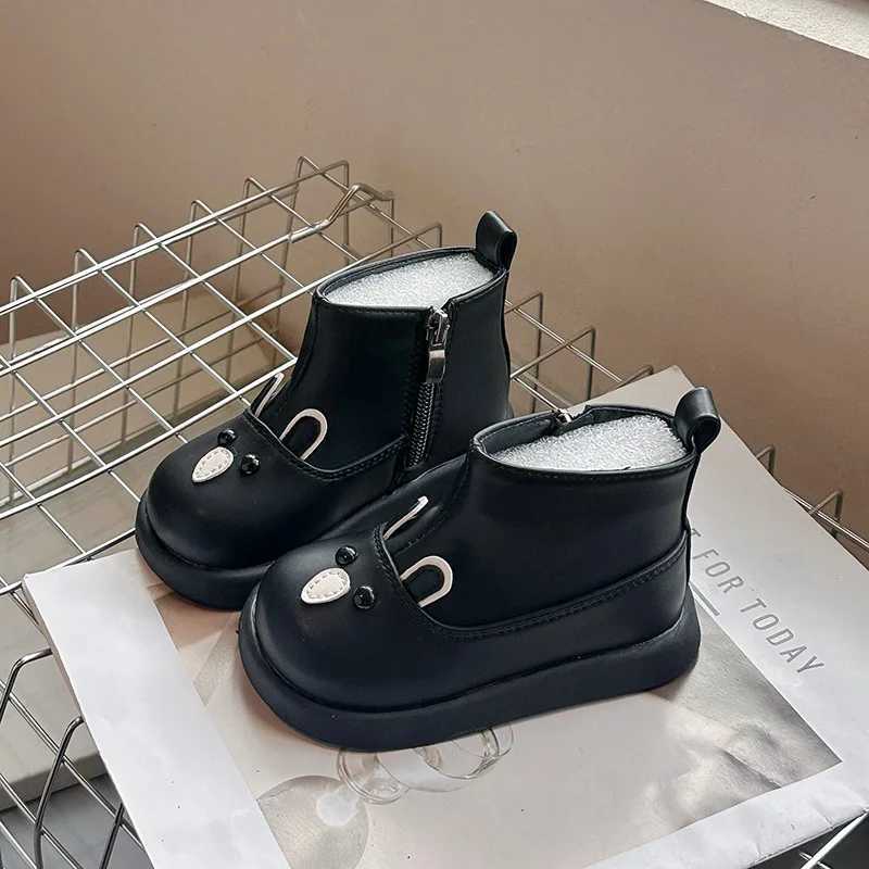 Warm Girl Boot Cute Princess Girl Shoes Versatile Trendy Ankle Boot Anti Slip Short Boots Flat Bottomed Child Shoe BotasXJ241206