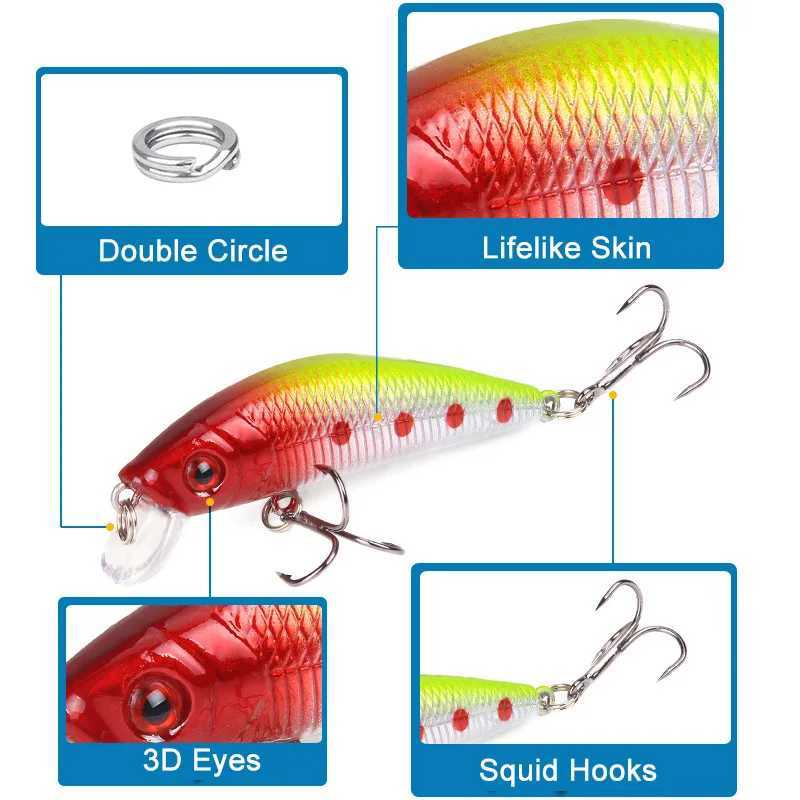 1Pc Minnow Fishing Lure Swim Hard Fishing Bait 7cm 8.5g Artificial Bait Wobbr Crankbait Carp Bass Fishing TackXJ241128