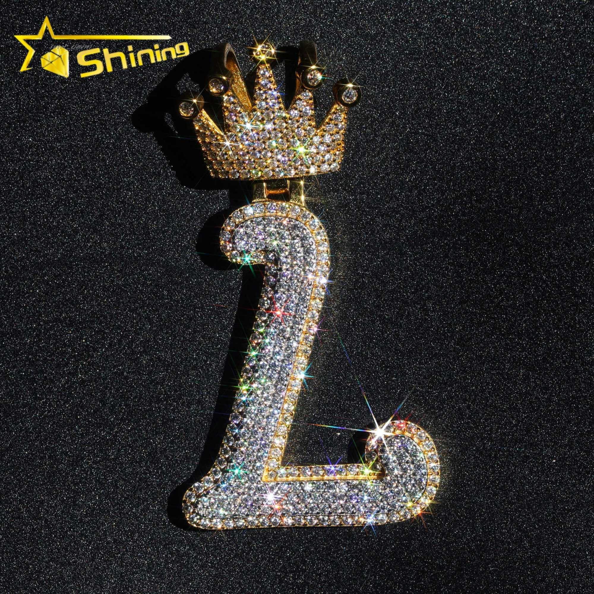 925 sterling silver vvs moissanite pendants iced out letter L initianl name hip hop moissanite diamond pendants