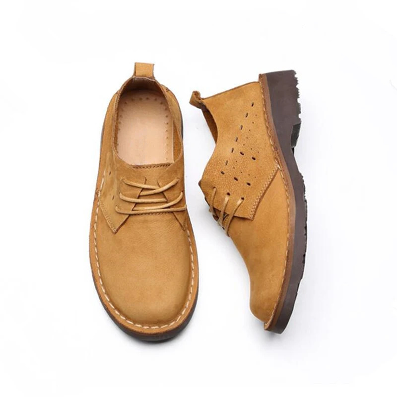 BAIGOBENDI Mens Lace Up Real Leather Simple Work Shoes Retro Oxfords British Style Euro Size 241206