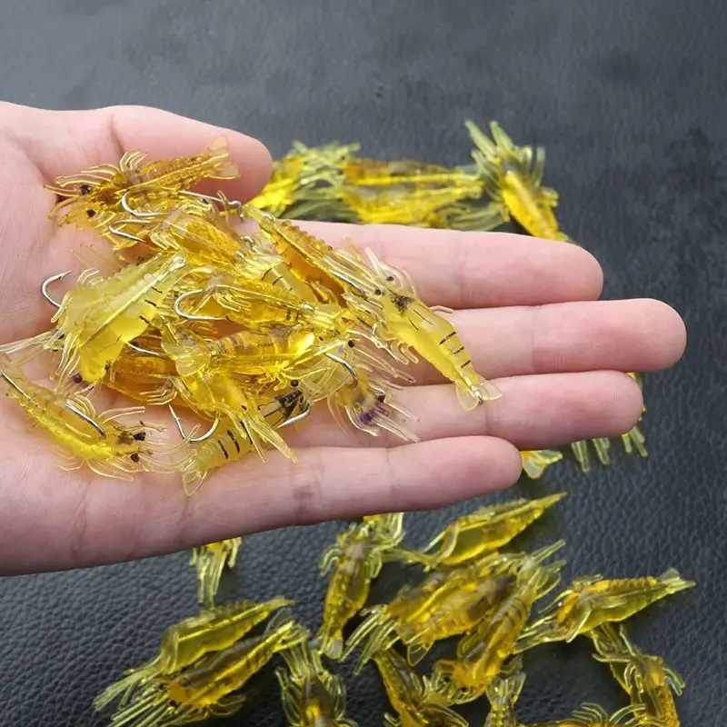 20PCS Isca Artificial Soft Shrimp Lure Worm For Fishing Bait 1.3g/4cm Hook Sharp Crankbait Lures Silicone Shone Prawn BaitXJ241128