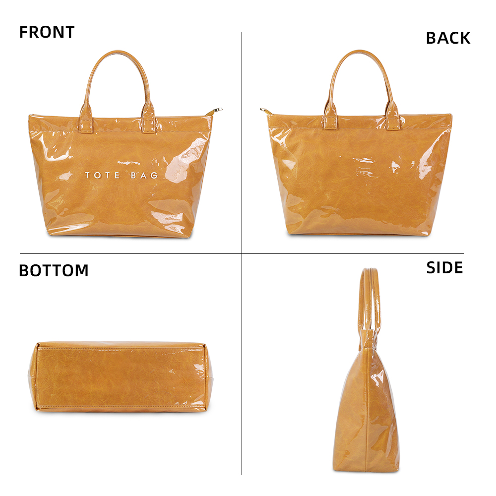 Chic Vintage-Inspired PVC Tote Bag for Women - Spacious & Lightweight, Perfect for Shopping