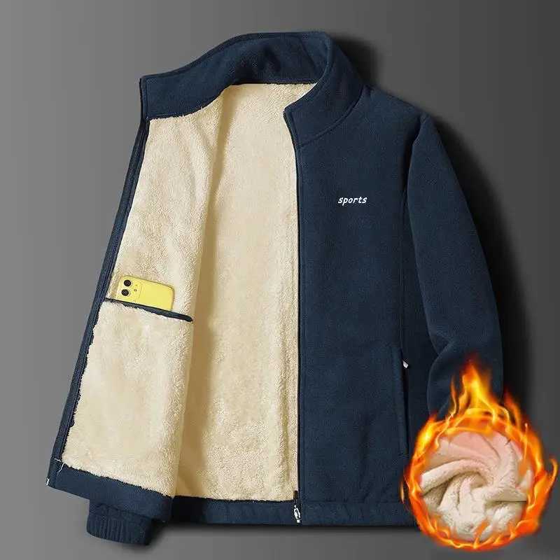 Autumn and Winter Cotton Jacket Mens Padded Jacket Male Fleece Lamb Wool Coat Man Velvet Casual Top Men Plush CoatsXJ241206