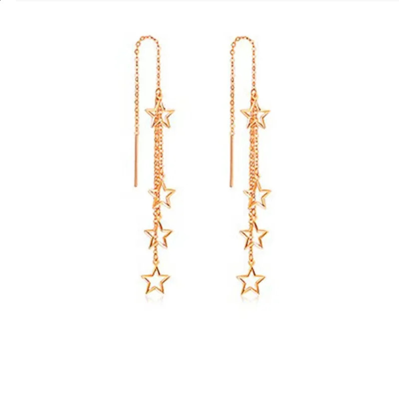 Real 18k tassel womens pendant earrings exquisite jewelry Au750 gold rose gold pendant earrings birthday gift 241205