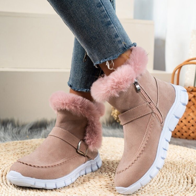 Winter Women Fur Warm Snow Casual Shoes New Short Plush Suede Ankle Boots Flats Gladiator Sport Ladies Botas Mujer