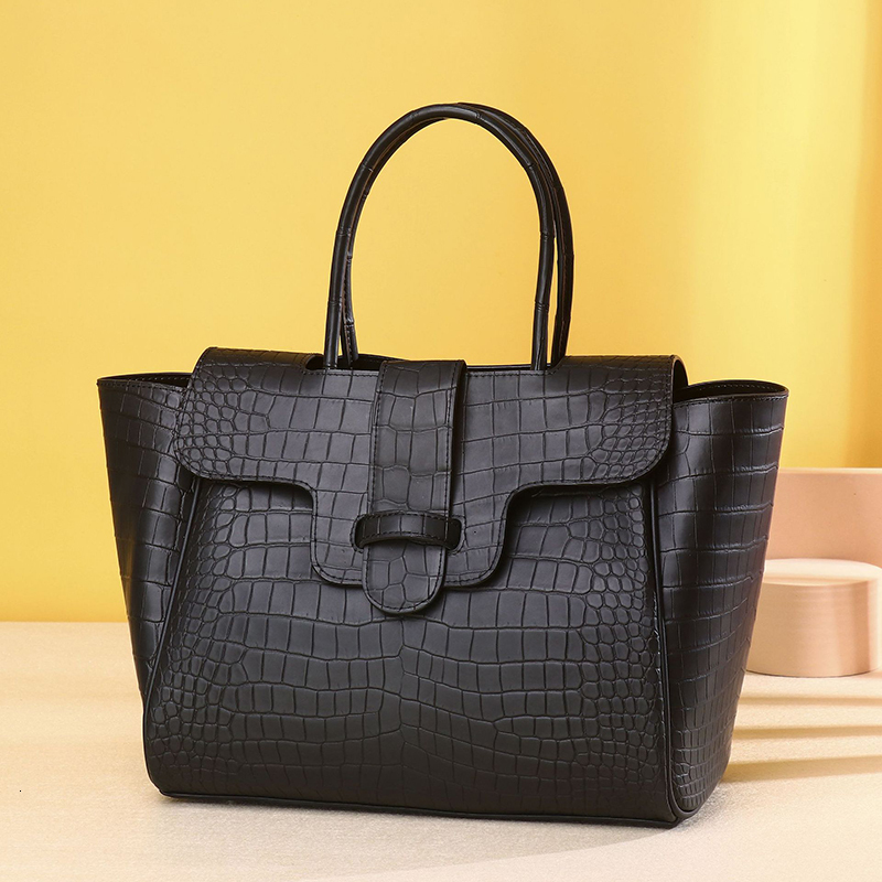 High Quality Designer Genuine Leather Women's Handbag With Crocodile Pattern Real Cowhide Fashion Women's Bag