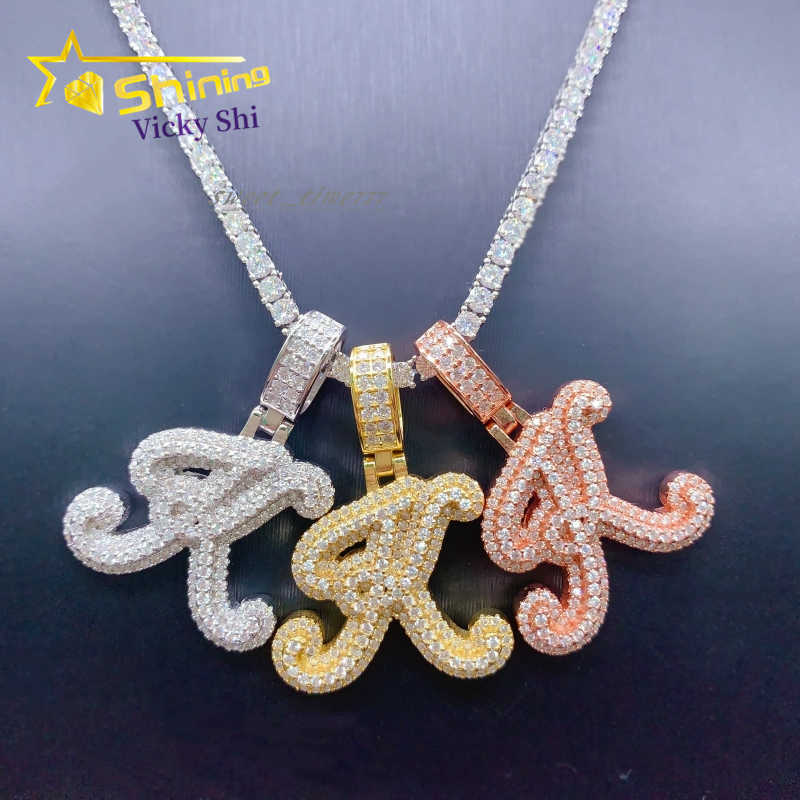 Iced out hip hop s925 silver gold plated vvs moissanite diamond letter K pendant custom moissanite pendant for rapper