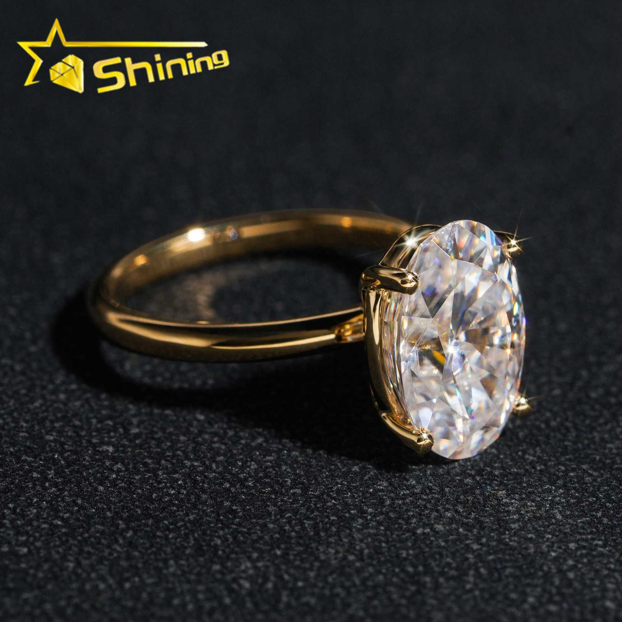 10K 14K 18K Solid Real Gold Engagement Rings 4.5CT Oval D Color VVS Moissanite Diamond Wedding Ring