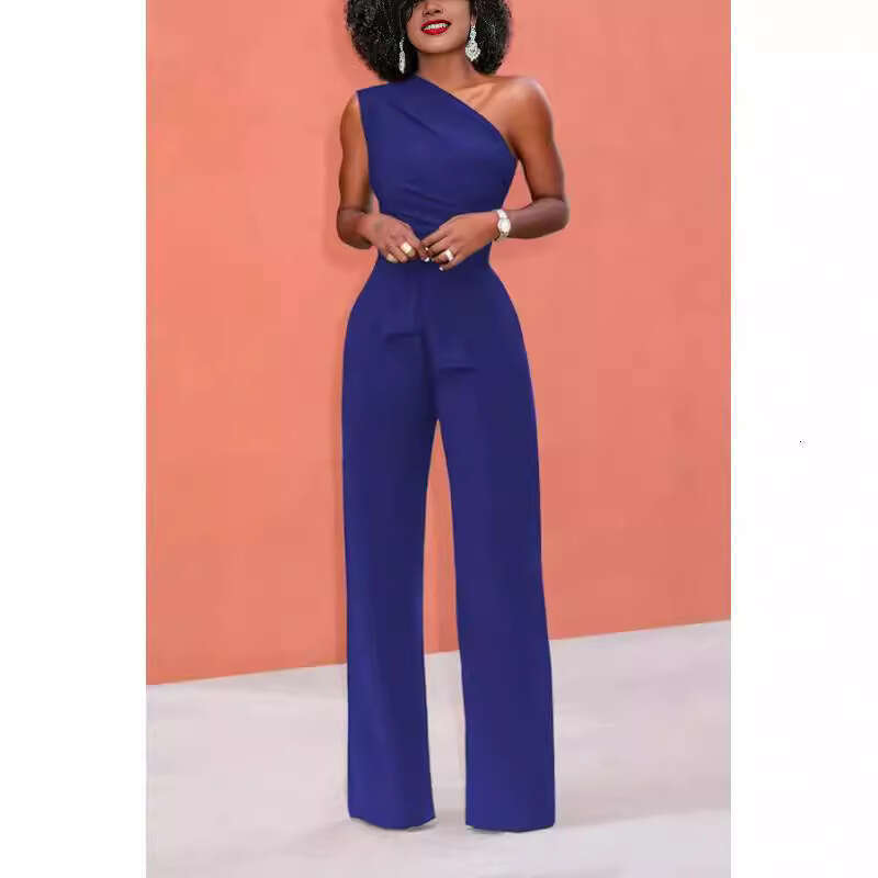 spring summer solid color fashionable Chinese with slanted collar mid waist temperament commuting jumpsuit 2024 new style chic and elegant clothing