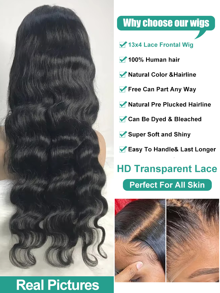 MELODIE 30 38 Inch Frontal Body Wave 13X4 13X6 Lace Front Human Hair Wigs Brazilian 5X5 Glueless Closure Wig