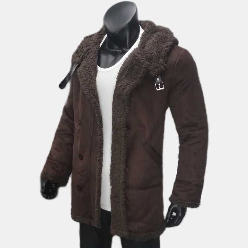 Jacket Mans Clothing Winter Biker Style Fleece Liner Jackets Male Streetwear Outerwears Faux Fur EU SizeXJ241206