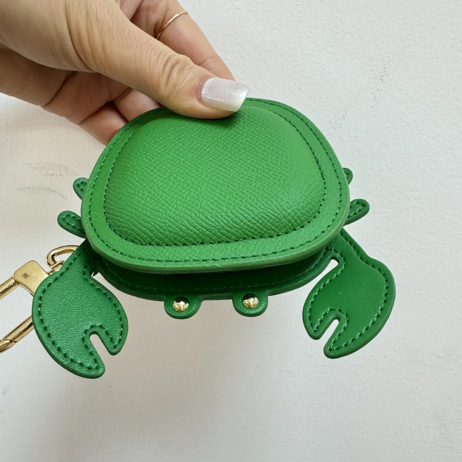 Mini leather bag small crab keychain cute mini coin wallet fashionable lightweight and headphone bag 241204