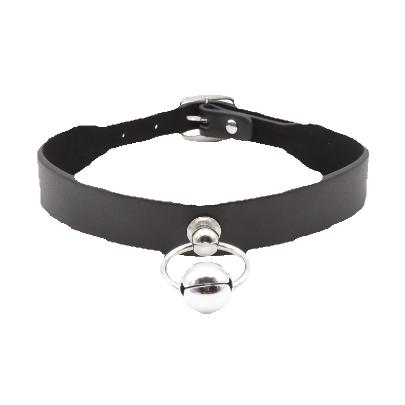 Yiwu Sex Toys SM Dog Slave Collar Bed Training Leather Neck Cover with Iron Ring Bell Black Needle Buckle Neck Cover