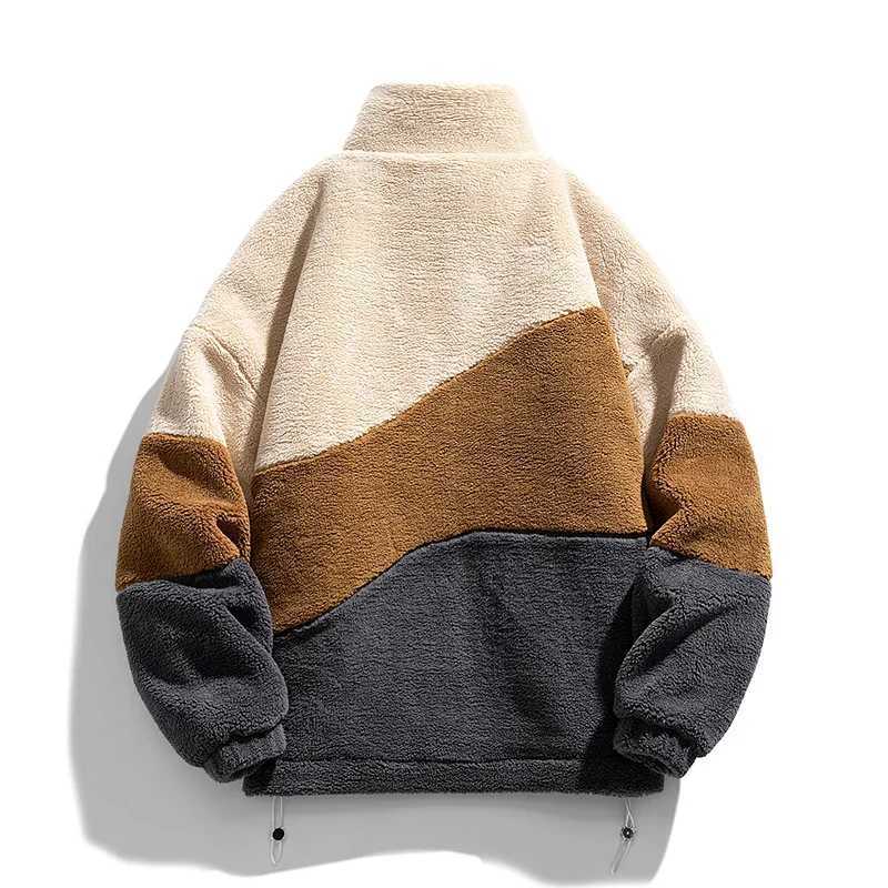 New Men Fleece Fluffy Jacket Warm Cashmere Coat Autumn New Lightweight Couple Jackets Hip Hop Harajuku Youth Streetwear 2023XJ241206
