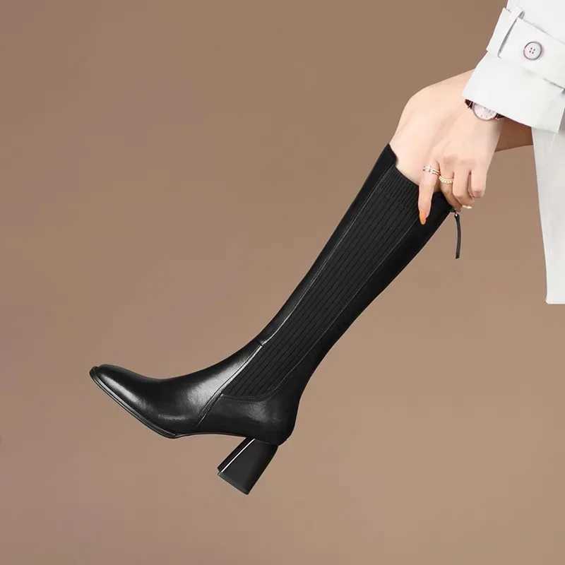 High Quality Thick high heels sexy elastic gothic knee socks boots new autumn winter Fi shoes elegant and luxurious Lg boots T241206