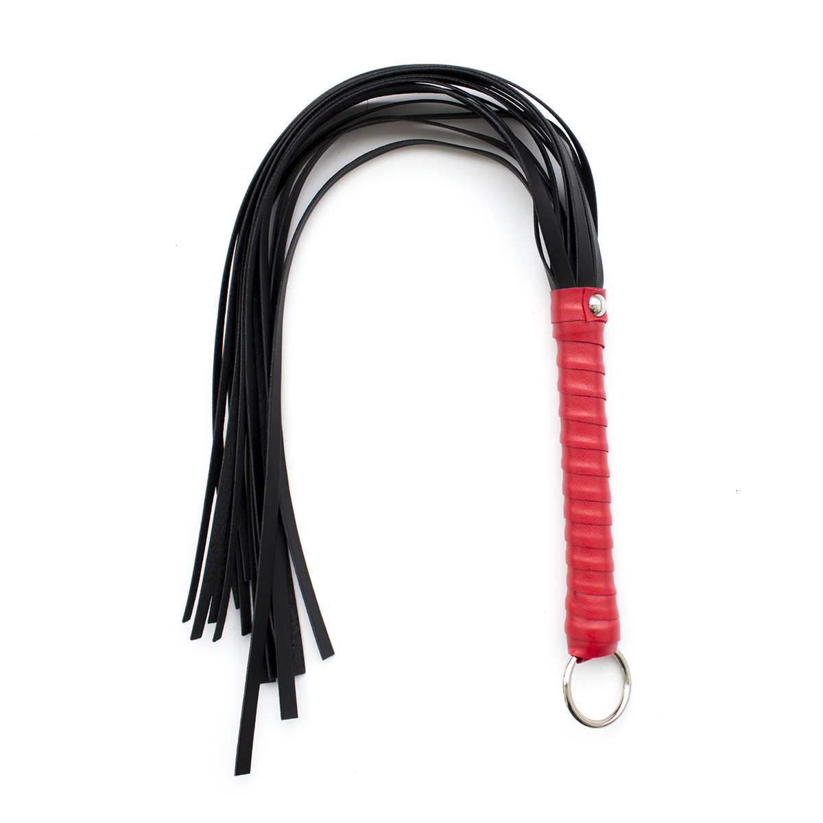 Foreign Trade Factory Spot Wholesale SM Sex Toys Red Leather Whip Couple Sex Toys Iron Ring Handle Whip
