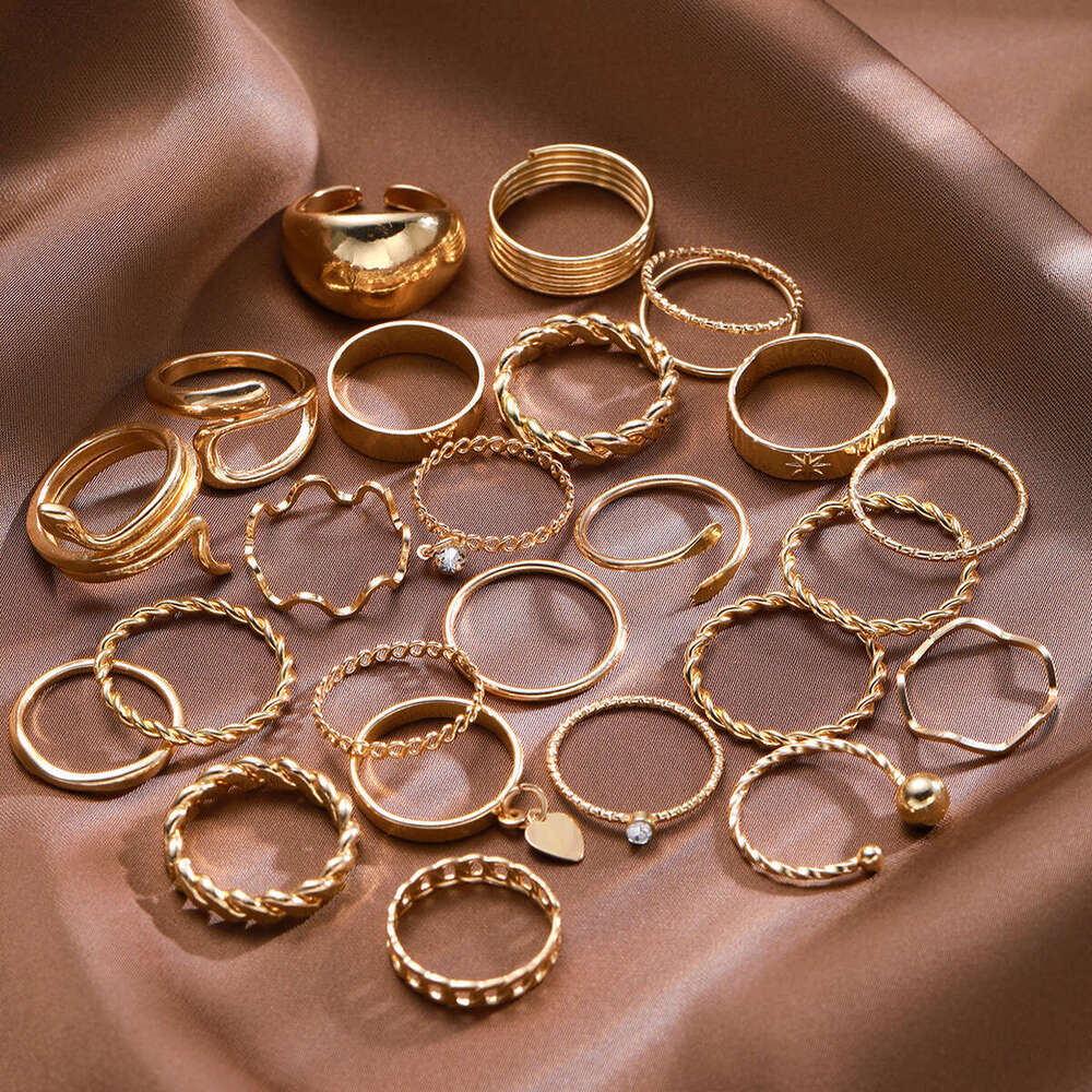 New Style Snake Fried Dough Twists Geometric Ring Set 24 Piece Women's Fashion Premium Necklace Handwear