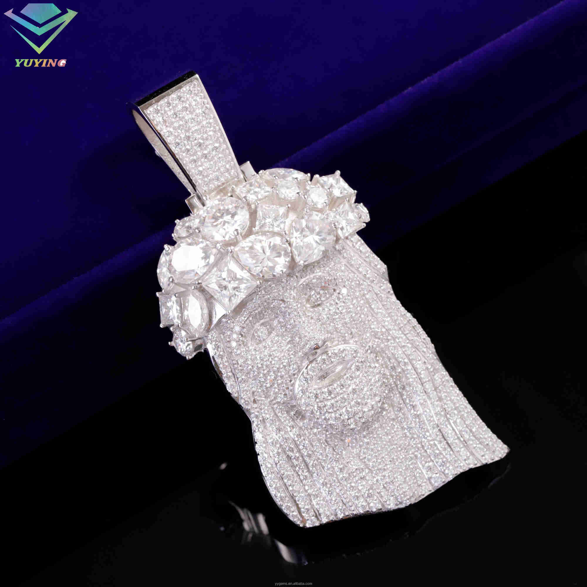 Luxury Big Moissanite Jesus Pendant Hip Hop Jewelry 925 Sterling Silver ice out Moissanite Mens Jesus Pendant For Necklace