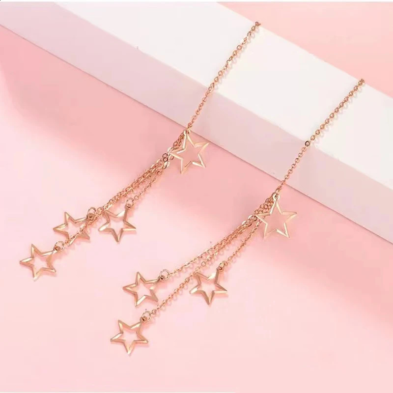 Real 18k tassel womens pendant earrings exquisite jewelry Au750 gold rose gold pendant earrings birthday gift 241205