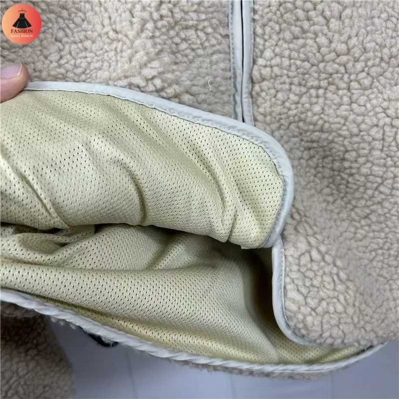 High Version Lamb Plush ROA Splicing Turtleneck Jacket Winter Warm Leisure Loose Coats Men Women Fashion ClothingXJ241206