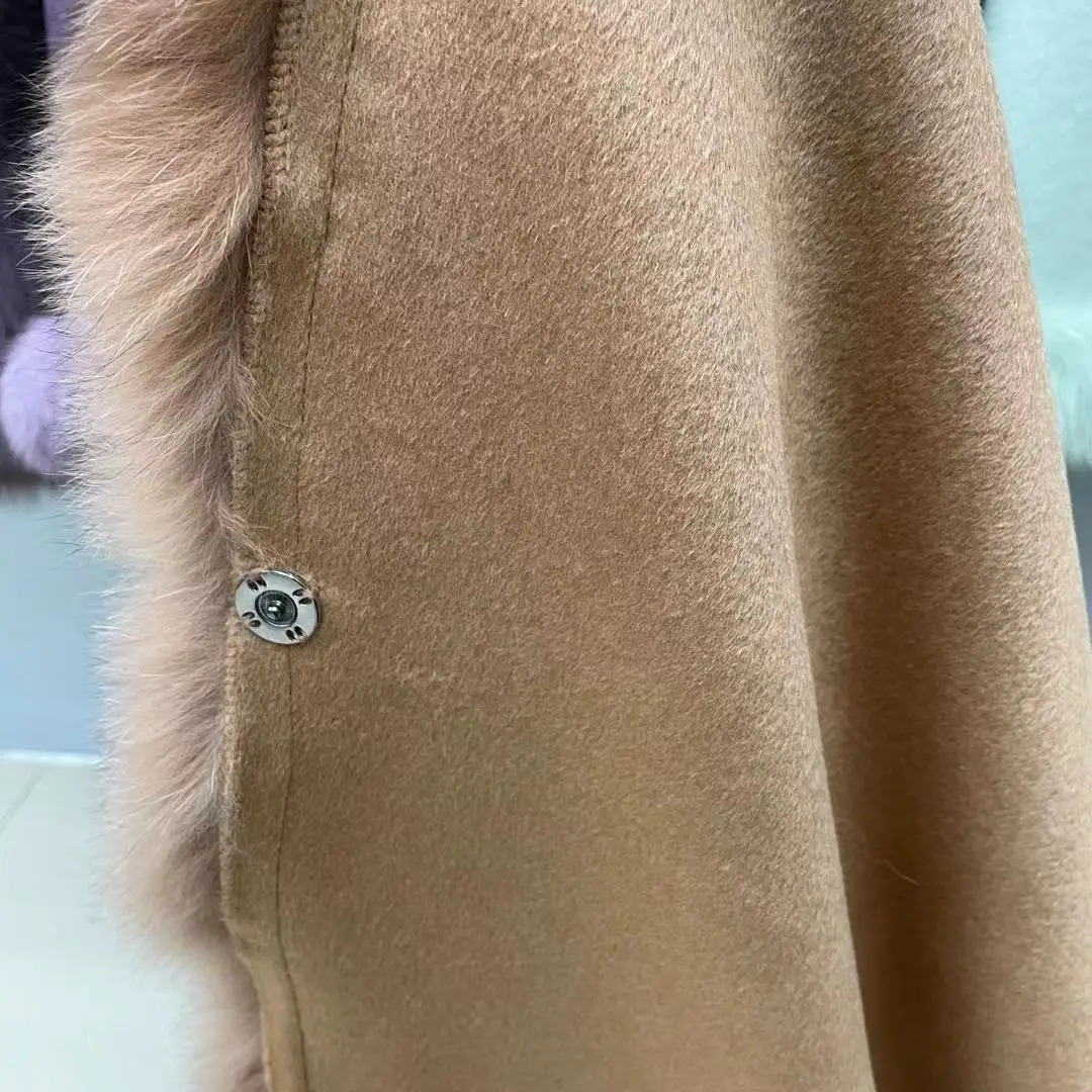 Autumn And Winter Fox Fur Cape Bridal Jacket Thickened Cardigan Doublesided Cashmere Poncho 241205