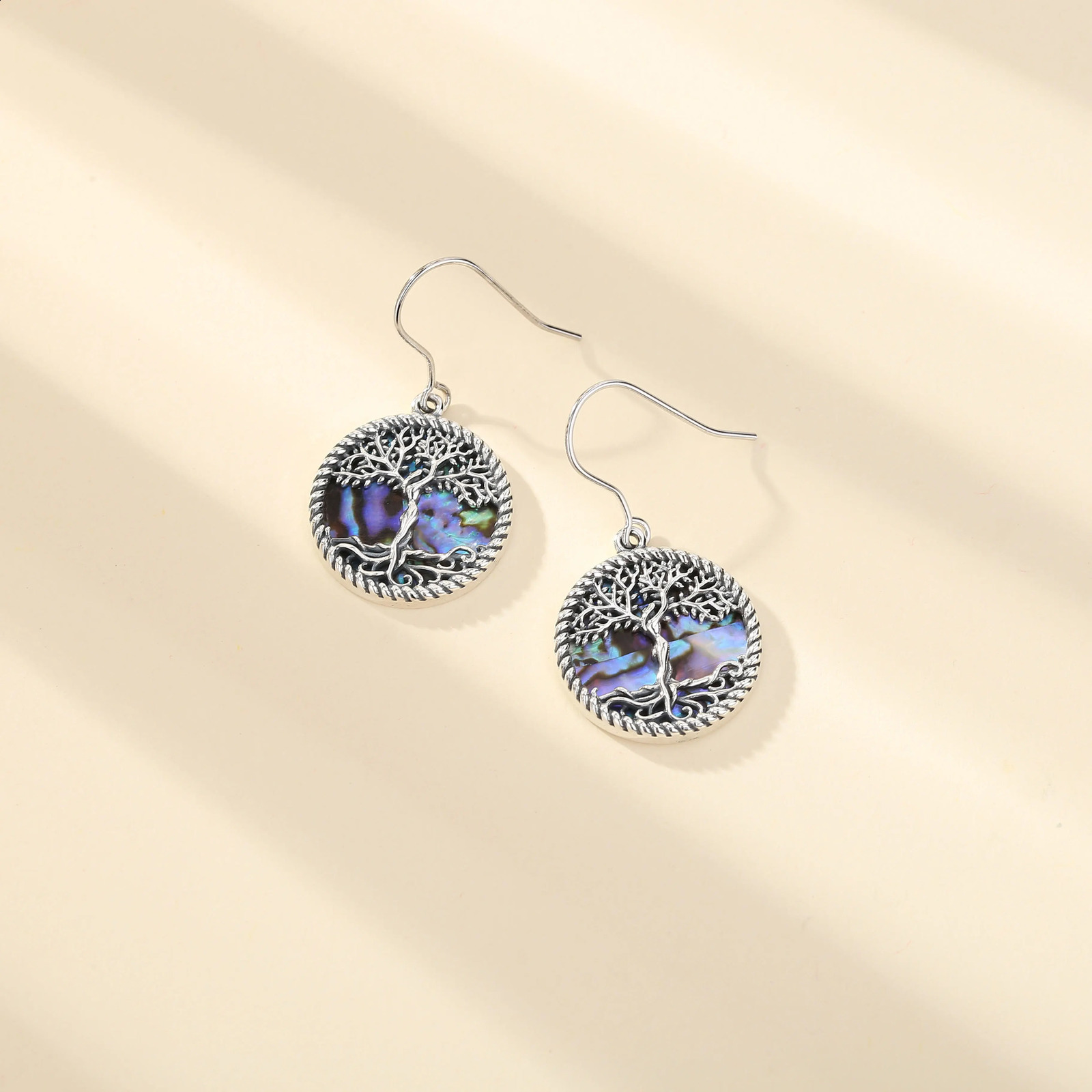 EUDORA 925 Pure Silver Tree of Life Earrings and Necklace Natural Abalone Shell Exquisite Jewelry Set 241205