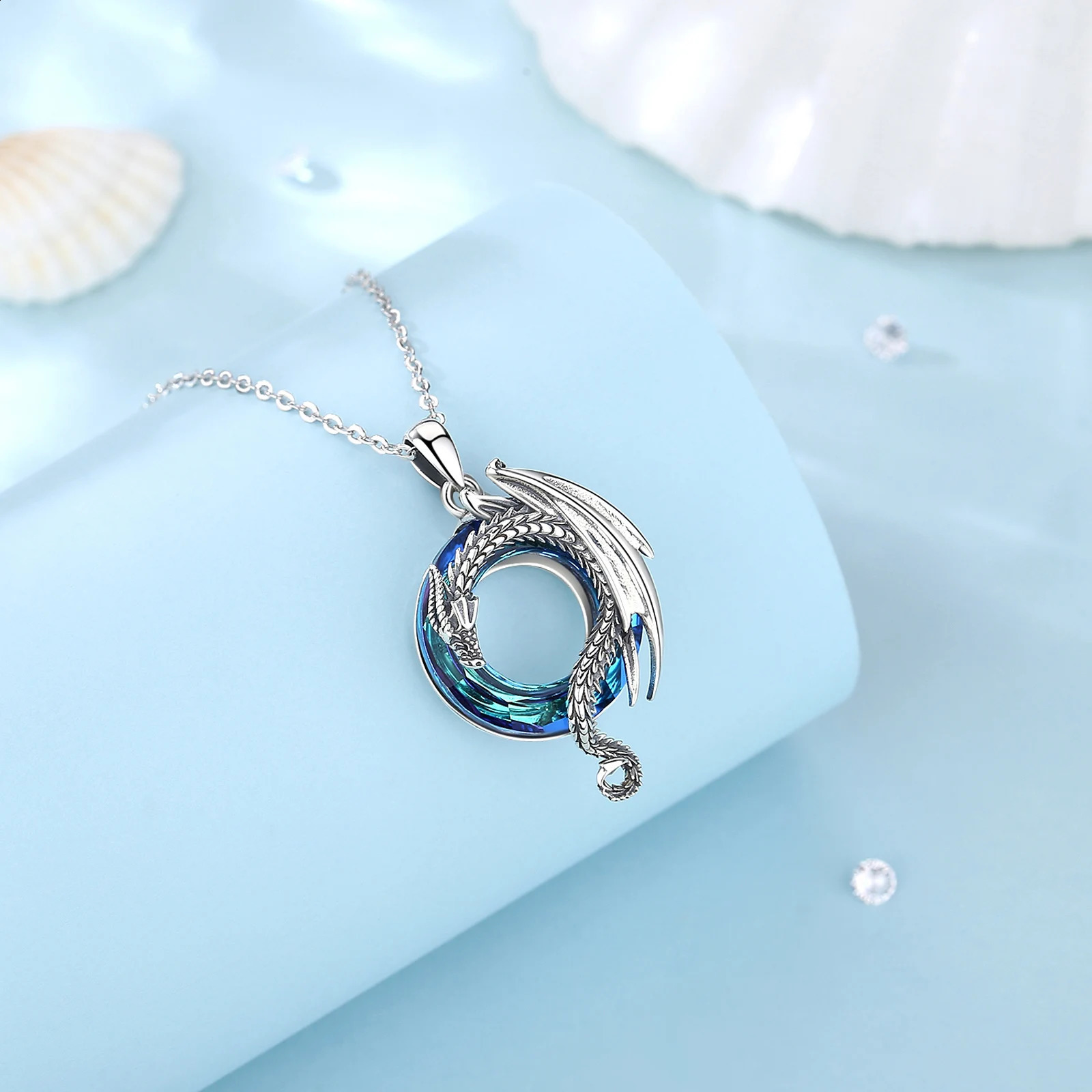 Eudora Real 925 Pure Silver Dragon Necklace Womens Austrian Crystal Cool Dragon Pendant Necklace Fashion Jewelry 241205