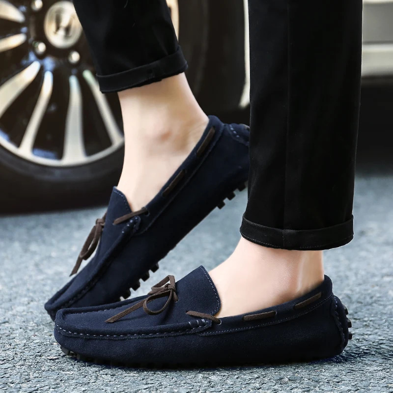 Loafer for Men Suede Genuine Leather Loafers Flats Man Casual Shoes Mans Moccasins Men Driving Shoes Italian Boat Shoes 241206