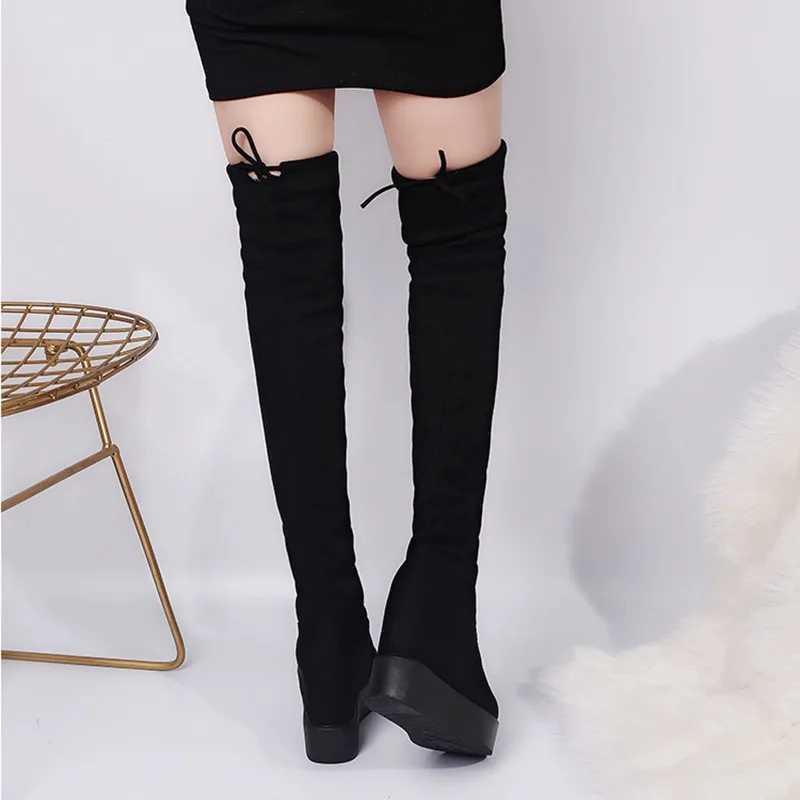 High Quality Maogu Wan Lg Over the Knee Boot Wens Winter Platform Socks Boots for Wen Shoes Fi Hidden H Botas De Mujer T241206