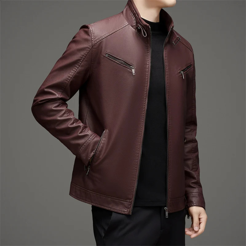 Clothing Mens Fashion Handsome Casual Leather Jackets Men Outwear Warm Biker PU Motorcycle Jacket 241202