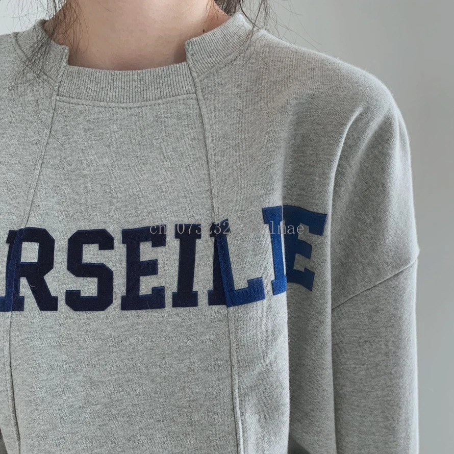 Korean Fashion Letter Print Hoodies Oversized Chic Women Round Neck Hoodie Casual Y2K High Street Winter Autumn Female Pullover 241203