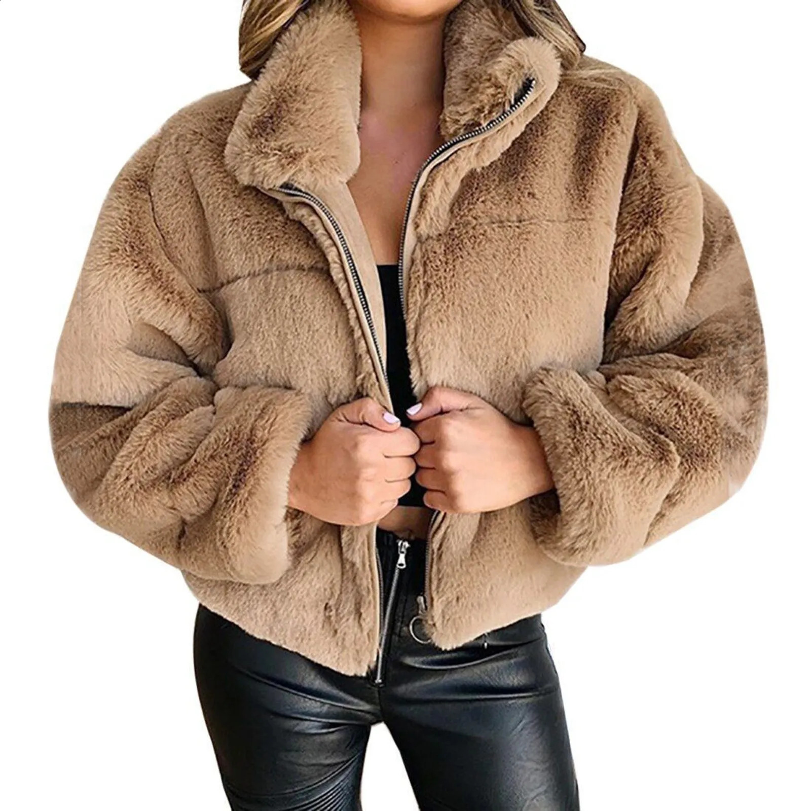 WomenS Rabbit Fur Plush Coat Thick Warm Jacket Premium DoubleSided Mink OuterwearS Winter Down 241205