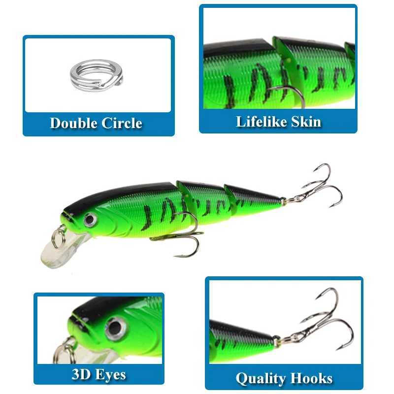 1PCS Wobbrs Fishing Lure Multi-section Hard Bait110mm 15g Artificial Bait Minnow Lure Crankbait Perch Carp Fishing Tack LureXJ241128