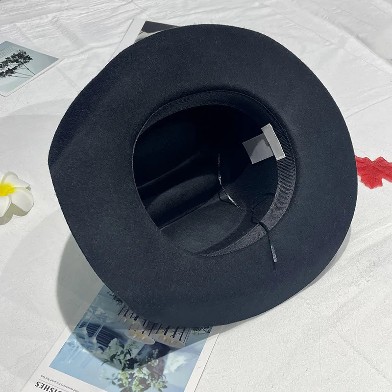 100% wool Western cowboy hat unisex cream cowboy hat womens party top hat mens felt Panama hat outdoor sun hat 241206