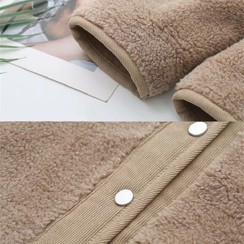 DoubleSided Wear Lamb Wool Vest Women Autumn Winter Loose Sleeveless Corduroy Waistcoat Jacket Fashion Pocket Gilet Femme 241205Z