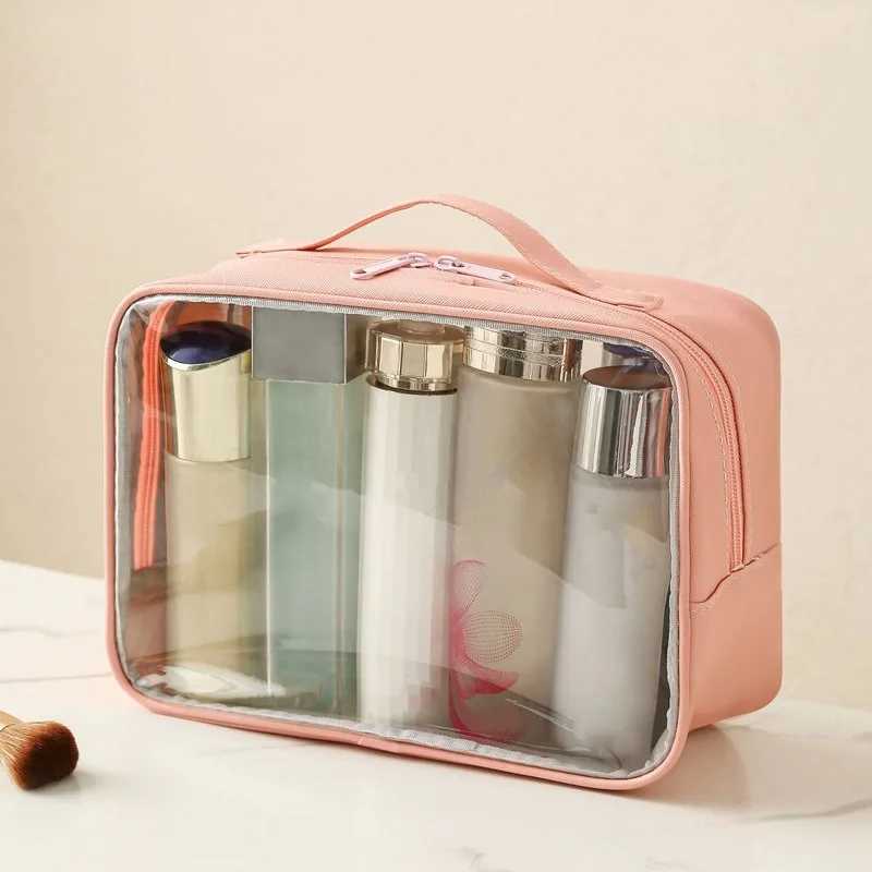 New PVC Transparent Cosmetic Bag Female Portable Large Capacity W Bath Fitness Swimming Travel Cosmetic BagXJ241206