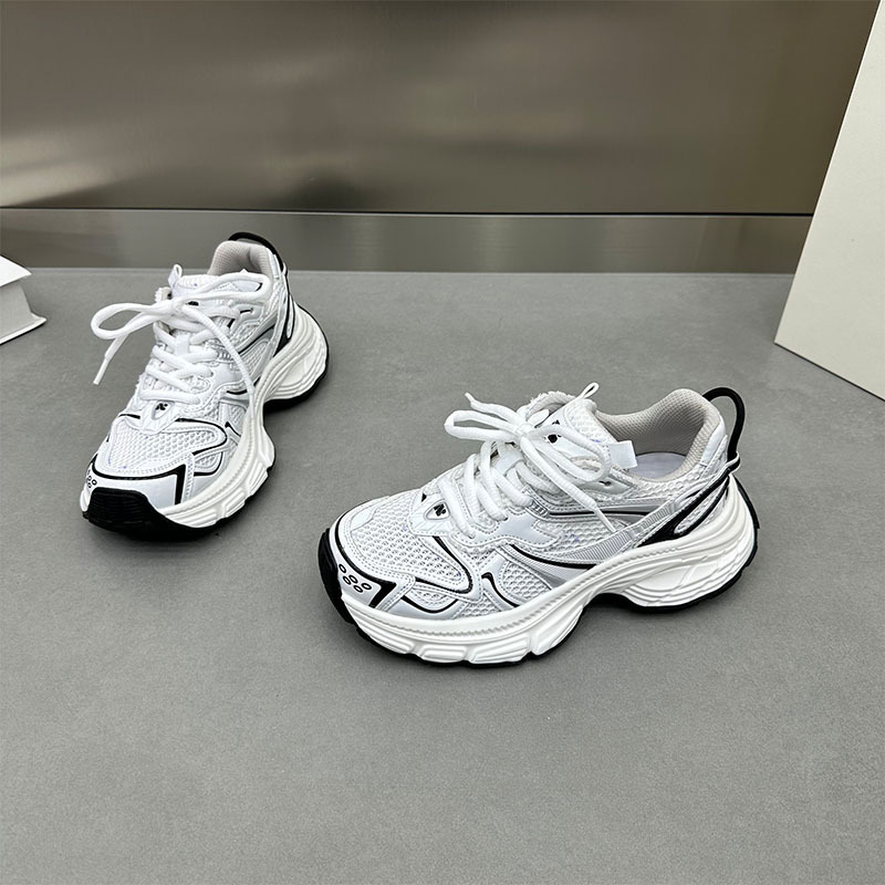 Free shipping Shoes Female Outdoor Spring Summer Thick Bottom Sneakers Mesh Designer Shoes Silver White Casual Shoes