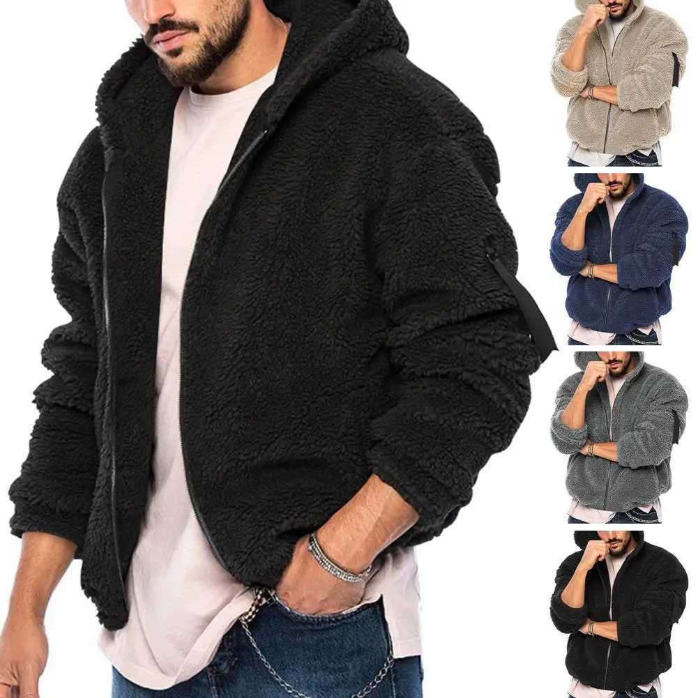 Thickened Plush Mens Jackets Lamb Cashmere Warm Coat Loose Double-sided Fleece Cardigan New Fall Winter American Unisex JacketXJ241206