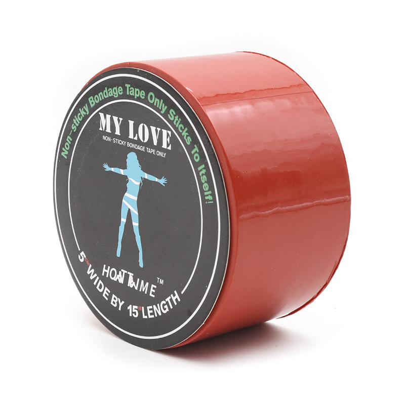 SM adult sexual products for women, bound and fixed with black electrostatic tape, yellow skin tape