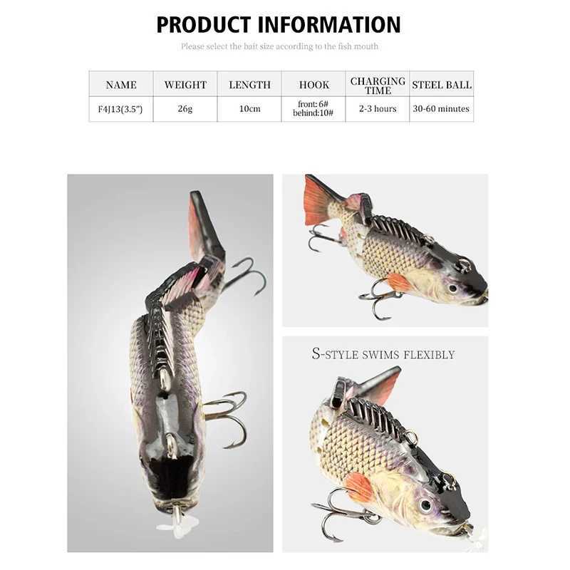 10cm NEW Small Robotic Swimming Lures Fishing Auto Ectric Lure Bait Wobbrs For Swimbait USB Rechargeab Flashing D LightXJ241128
