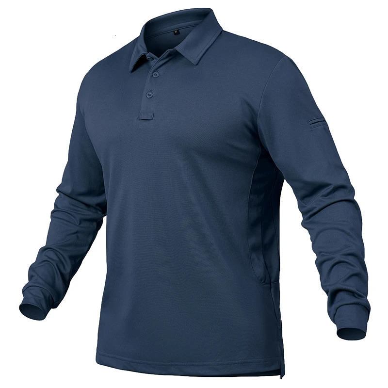Mens Lightweight Long Sleeve Polo Shirt Performance Casual Outdoor Hiking Collared Shirts Pique Golf Shirt 241206