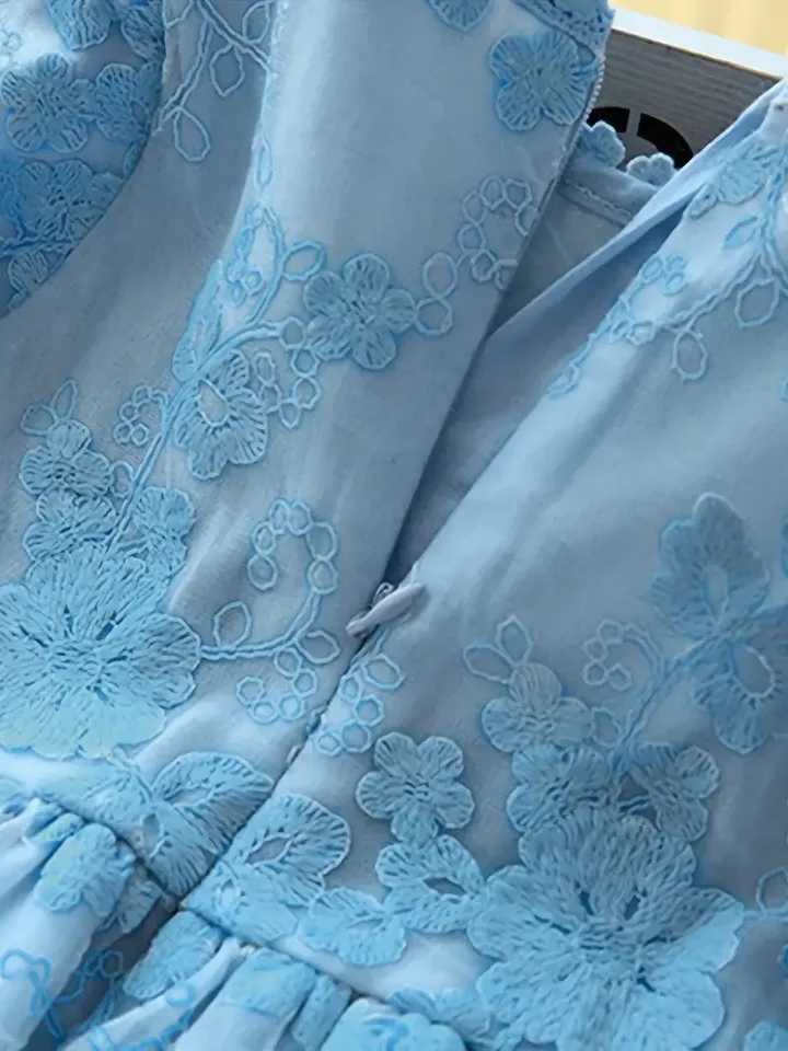 Kids Dresses For Girls Flower Lace Tulle Dress Wedding Little Girl Ceremony Par Birthday Dress Children Autumn Casual ClothingXJ241206