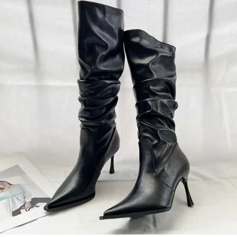 High Quality Wens Shoes Hot S Sle Wens Boots Winter Pointed Toe Solid Sexy Executive Stiletto or Thin H-Fi Boots T241206