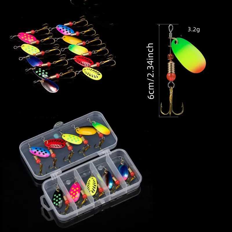 10pcs Fishing Lure Metal Spoon Spinner Spooit Crankbaits Fishing Wobbrs Pike Crochet Kit Artificial Bait with Tack BoxesXJ241128